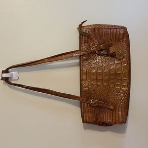 Brahmin Brown Purse, Small size handbag, Leather crocodile print.